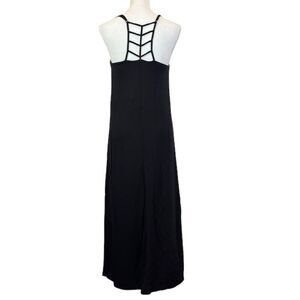 Nicole Miller Adjustable Strappy Black Maxi Dress Built in Bra Stretch Small